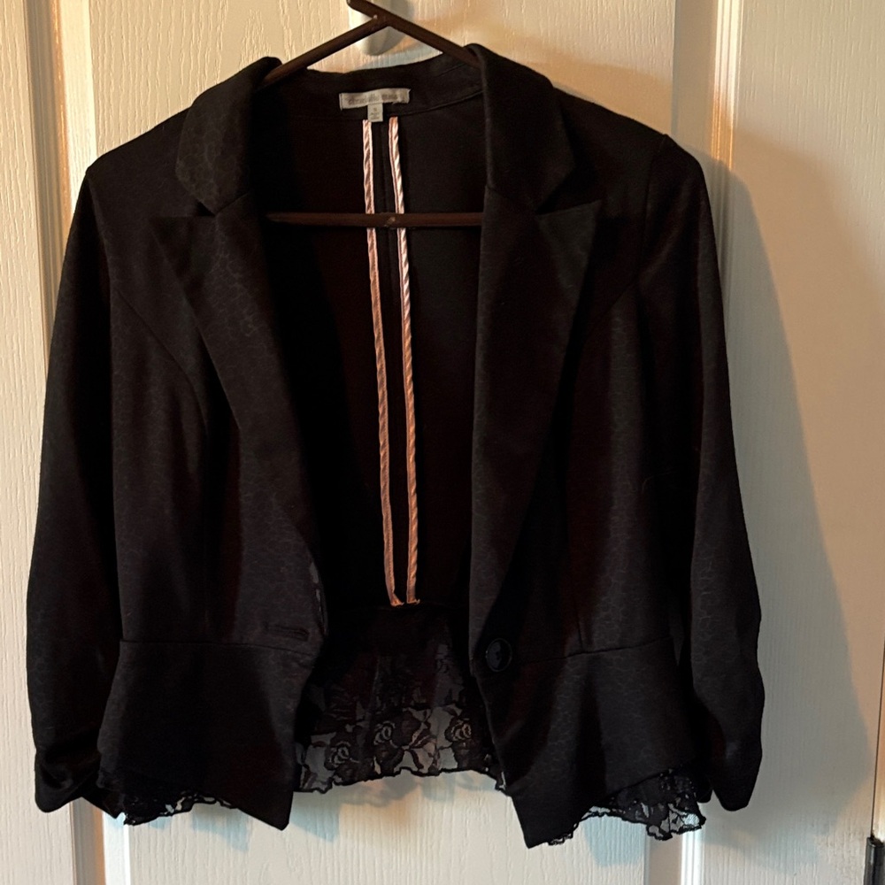 Charlotte Russe Black Blazer with Lace Trim